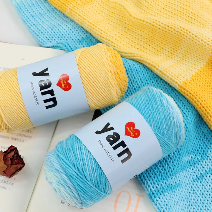 300g Rainbow Gradient Acrylic Yarn Set (3 Pieces) – Medium-Thick Knitting Yarn for Sweaters, Scarves, Hats & DIY Crafts
