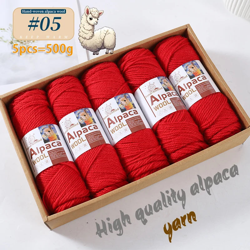 500g Alpaca Wool 245 Stick Stitch Yarn (5 Pieces) – Thick Knitting Yarn for Sweaters, Coats, Blankets & DIY Crafts