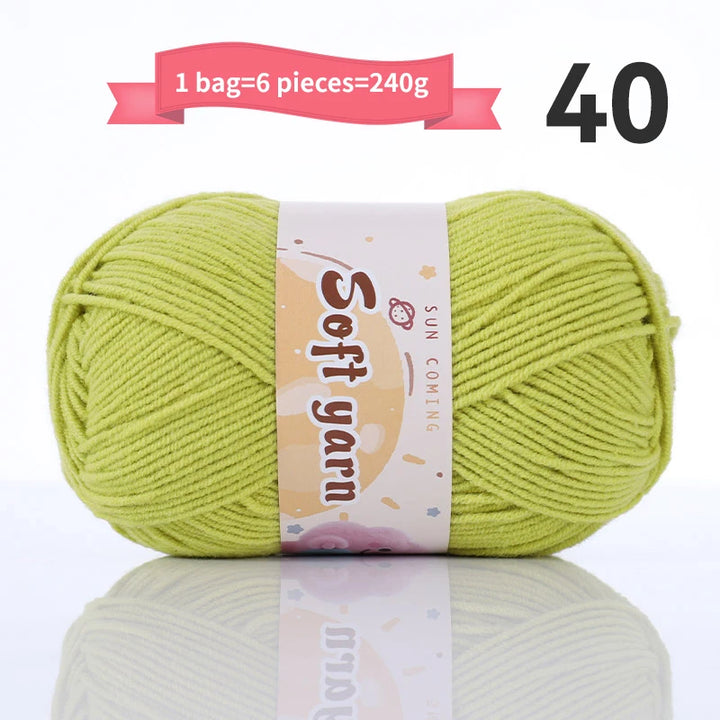 240g Medium-Thin Combed Yarn – Soft DIY Knitting & Crochet Yarn Balls (6 Pieces / Pack)