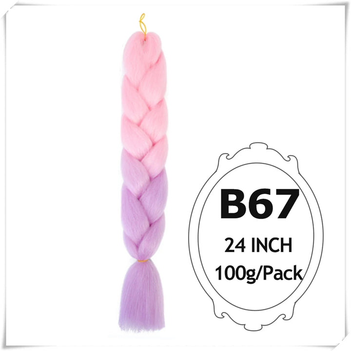 Pre-Stretched Jumbo Braiding Hair – 24 Inch Ombre Purple Synthetic Crochet Extensions for Women
