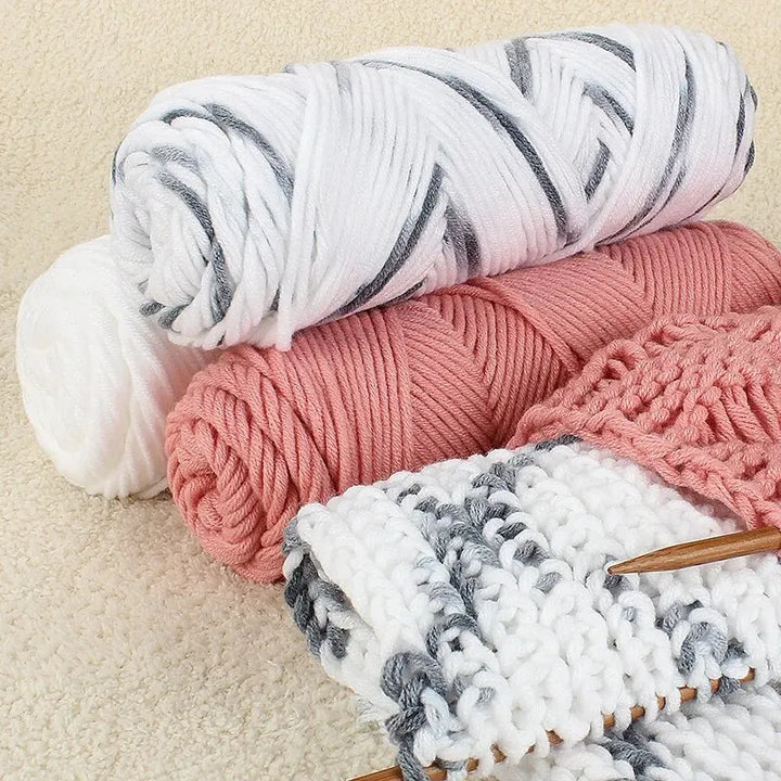 5PCS Valentine’s Milk Cotton Yarn Set – Soft Thick Knitting Yarn for DIY Scarves, Hats & Handmade Crafts
