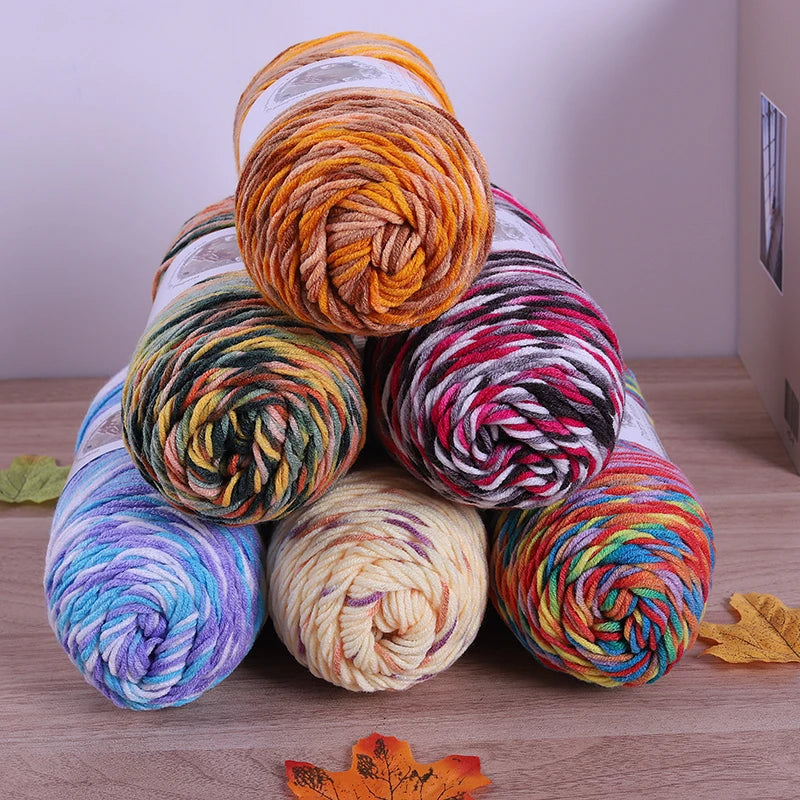 360g Rainbow Gradient Section-Dyed Yarn – Medium-Thick Hand Knitting Yarn for Sweaters, Hats & Scarves (3pcs Pack)