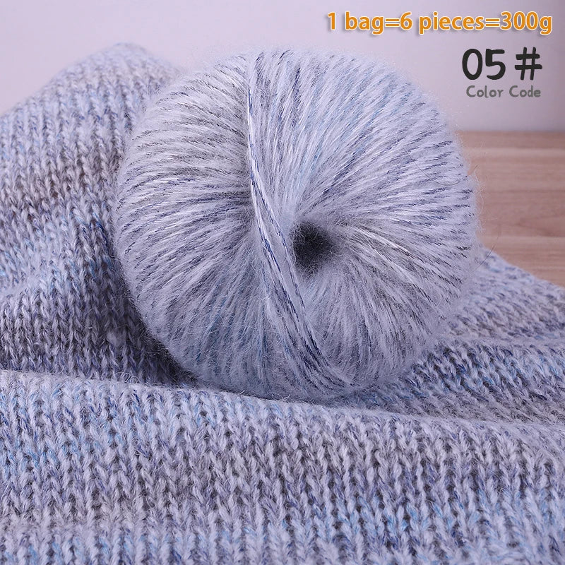 300g Gradient Alpaca Mohair Yarn Set (6 Pieces) – Soft Lightweight Knitting Yarn for Sweaters, Shawls, Hats & Scarves