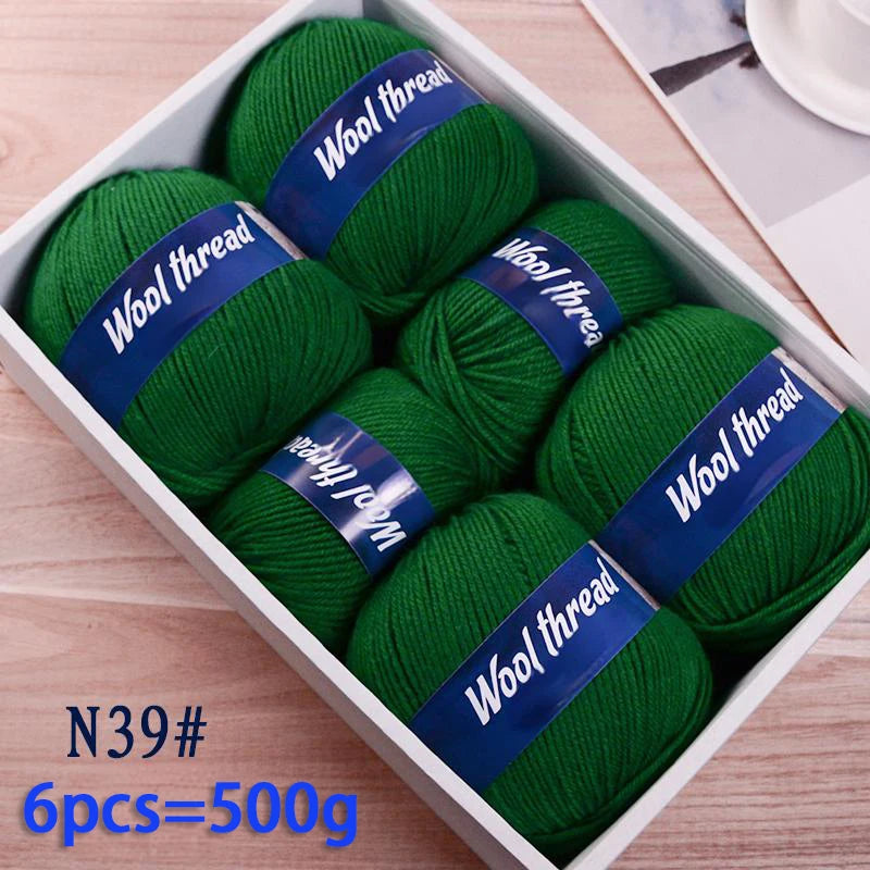 500g Fine Wool & Sheep Cashmere Yarn – Soft Warm Knitting Yarn (6 Pieces/Pack)