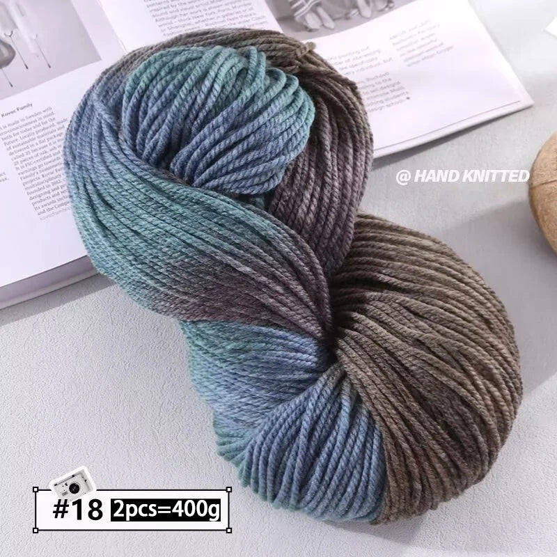 400g Hand-Dyed Chunky Alpaca Yarn (2 Skeins) – Gradient Rainbow Wool Yarn for Sweaters, Scarves & Hats