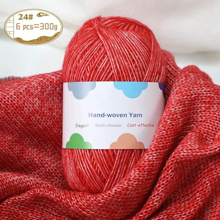 300g Colorful Bamboo Fiber Mohair Yarn Set (6 Pieces) – Soft Knitting Yarn for Sweaters, Scarves, Hats & Shawls