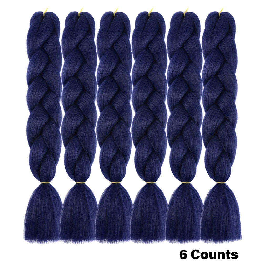 Rainbow Pre-Stretched Braiding Hair – Jumbo Box Braids High-Temperature Synthetic Extensions (6 Packs)