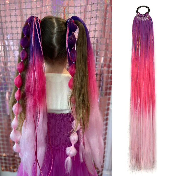 Purple, Pink & White 3-Tone Ombre Braiding Hair – Straight Jumbo Braids with Tinsel, Festival & Rave Hair Extensions for Girls (Crazy Hair Day)