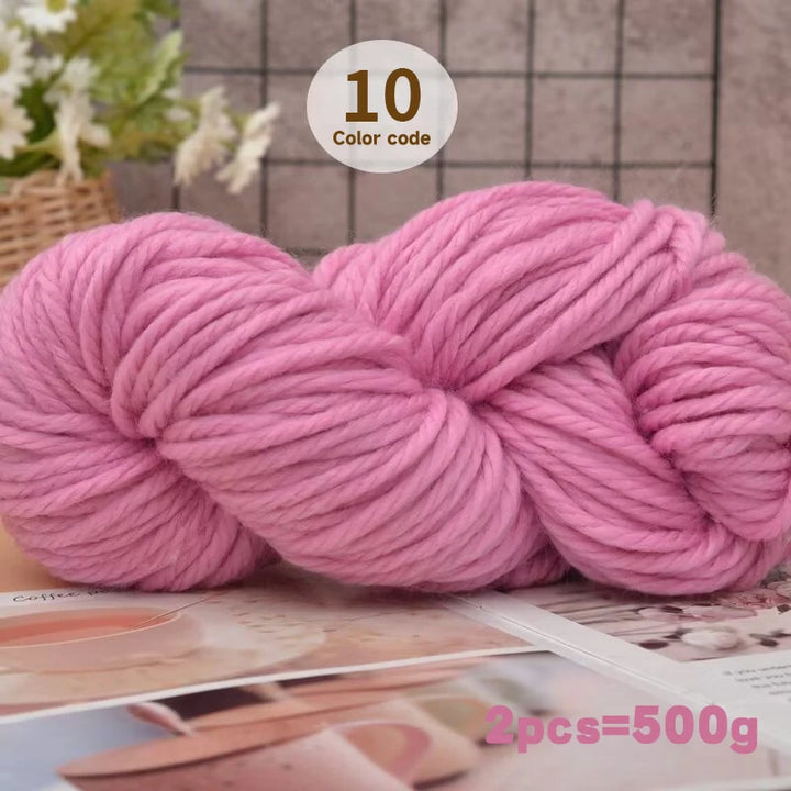 500g Extra Thick Polyester Yarn (2 Skeins) – Chunky Knitting Yarn for Sweaters, Hats, Cushions & DIY Crafts