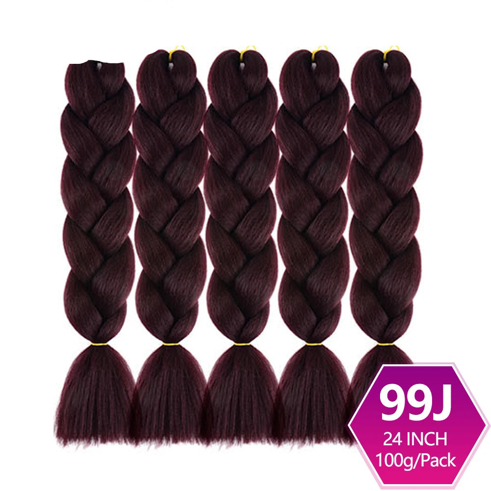 Five braided hair extensions with on a white background.