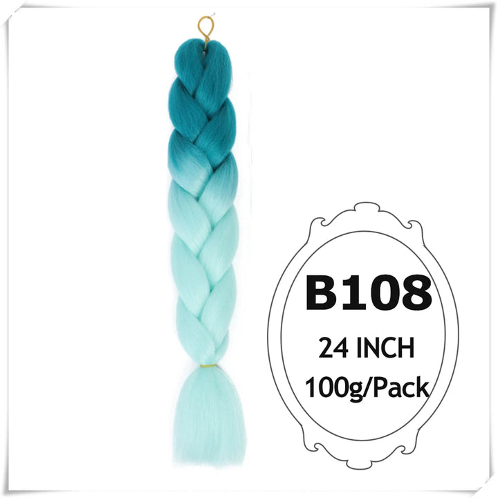 Pre-Stretched Jumbo Braiding Hair – 24 Inch Ombre Purple Synthetic Crochet Extensions for Women