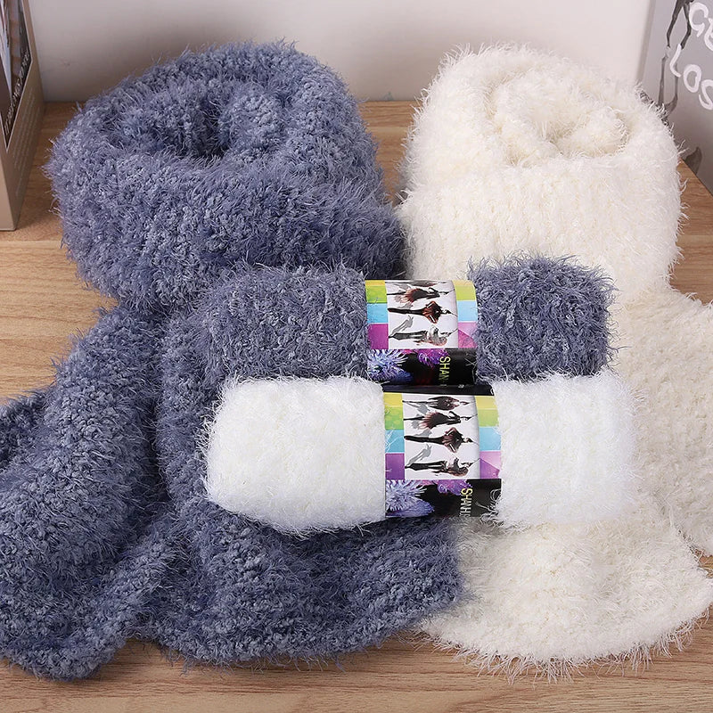 490g Imitation Fur Eyelash Yarn – Thick Roving Yarn for Sweaters, Shawls, Blankets & Cushions