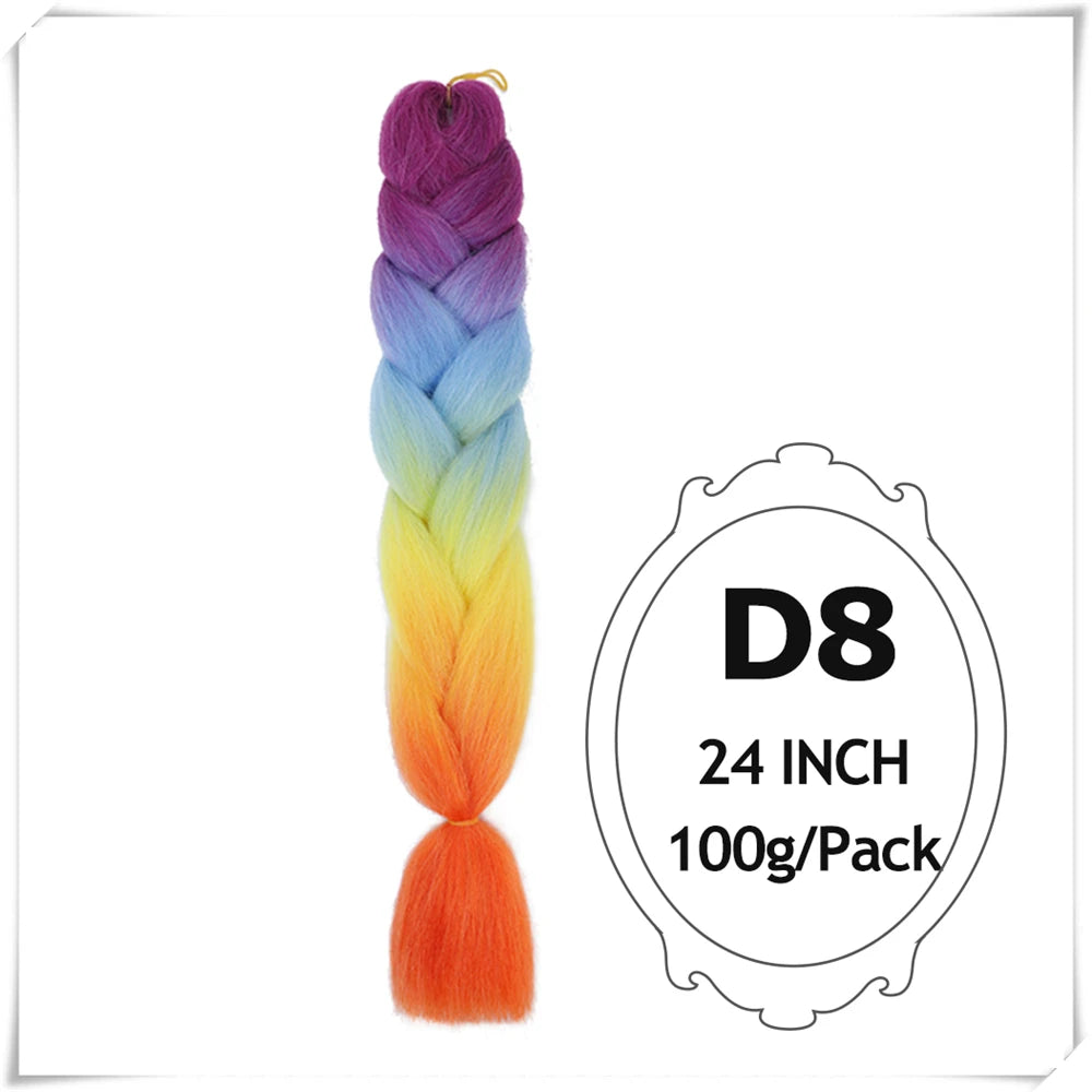 Pre-Stretched Jumbo Braiding Hair – 24 Inch Ombre Purple Synthetic Crochet Extensions for Women