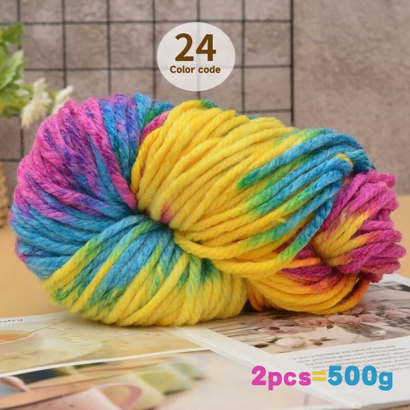 500g Extra Thick Polyester Yarn (2 Skeins) – Chunky Knitting Yarn for Sweaters, Hats, Cushions & DIY Crafts