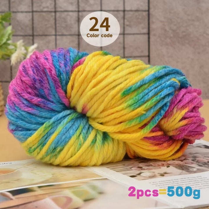 500g Extra Thick Polyester Yarn (2 Skeins) – Chunky Knitting Yarn for Sweaters, Hats, Cushions & DIY Crafts