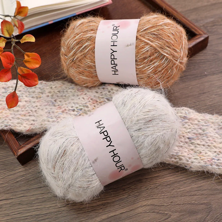 Mixed-Color Long-Haired Mohair Yarn – Fashionable Fluffy Knitting Yarn for Sweaters & Crafts