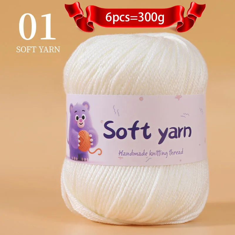 300g Soft Thin Yarn Balls – Lightweight Hand-Knitting Yarn for Sweaters, Hats, Scarves & DIY Crafts (6pcs Pack)