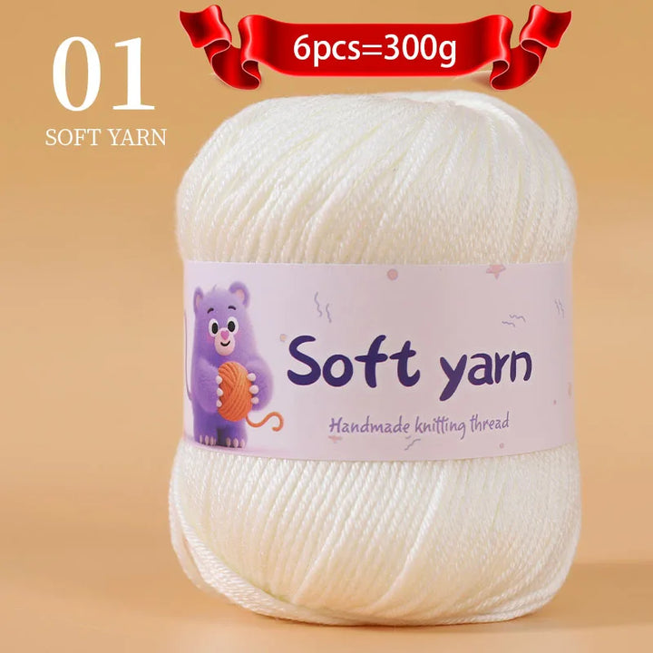 300g Soft Thin Yarn Balls – Lightweight Hand-Knitting Yarn for Sweaters, Hats, Scarves & DIY Crafts (6pcs Pack)