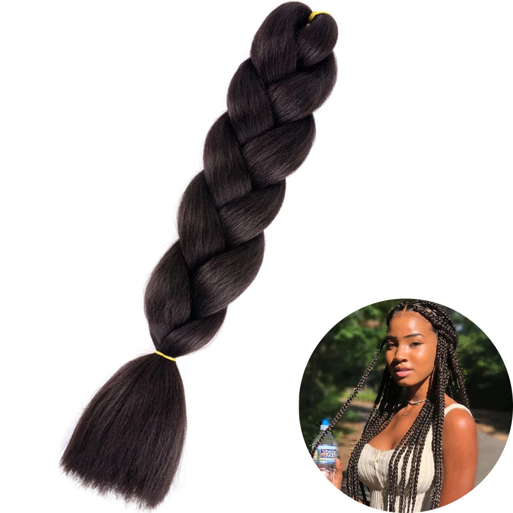 24" Synthetic Yaki Braids Hair – Kanekalon Ombre Jumbo Braiding Extensions for Women