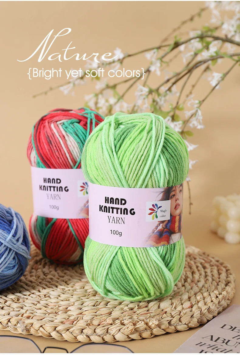 High-Quality 7-Strand Gradient Yarn – Medium-Thick Multi-Colored Yarn for Sweaters, Hats, Scarves & DIY Crafts