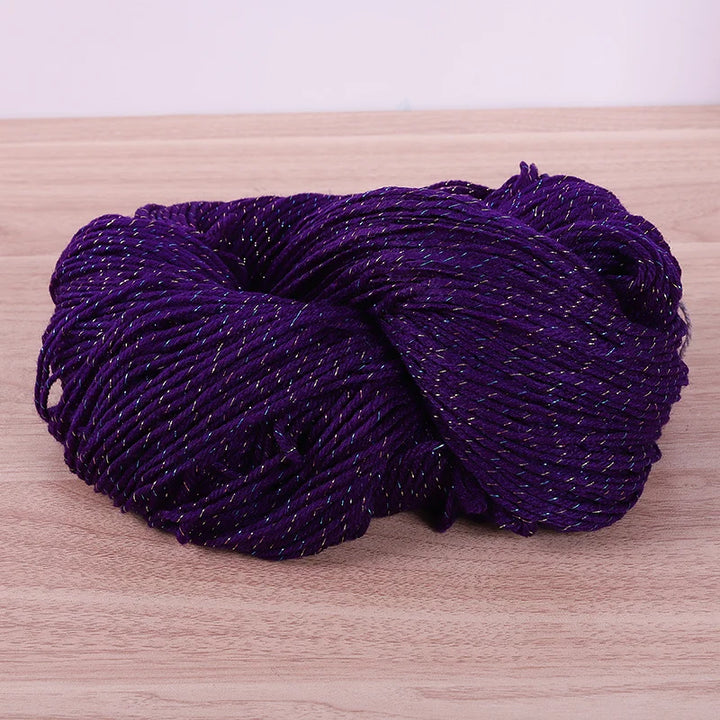 190g Colorful Gold Silk Acrylic Yarn – Medium Thick Shiny DIY Weaving Yarn