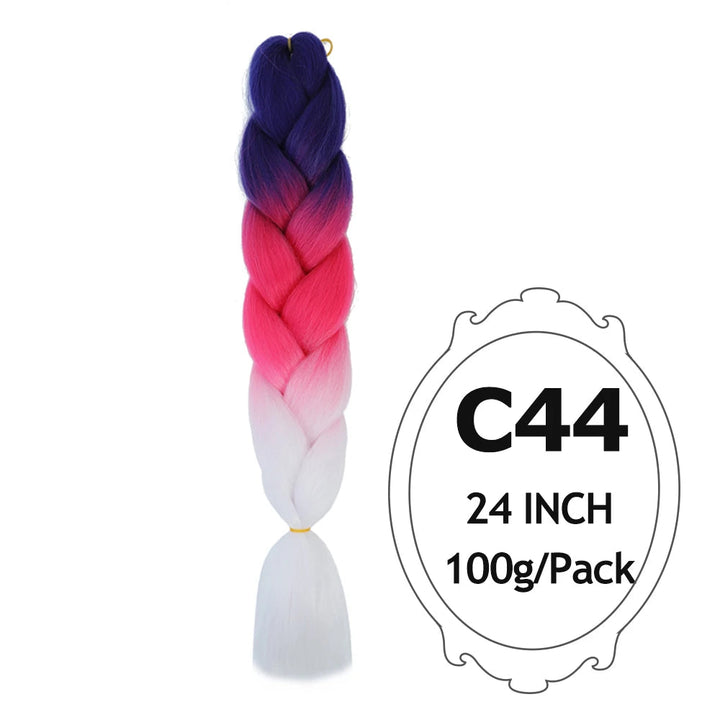 Ombre Braiding Hair 24 Inch – Colorful Jumbo Synthetic Braiding Hair Extensions for Women (Purple, Pink, White, Red, Blue)
