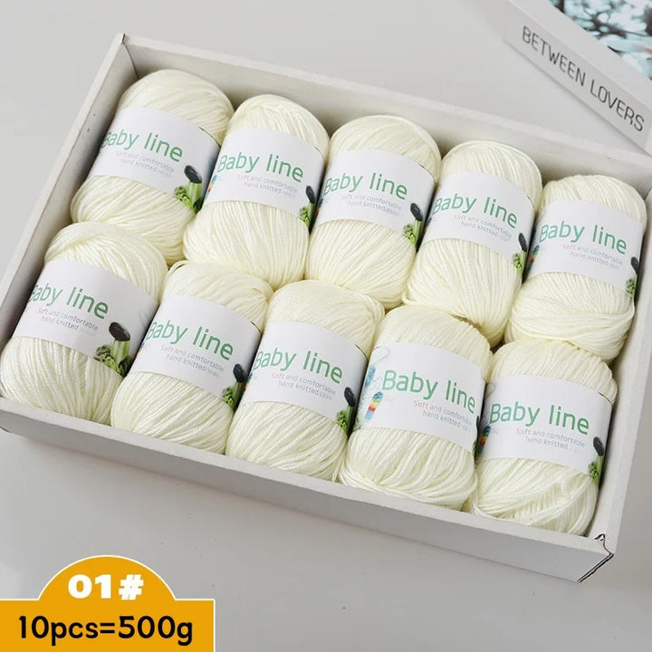 500g Soft Medium-Thick Knitting Yarn Set (10 Pieces) – Cozy Yarn for Sweaters, Hats, Scarves & Crochet Projects
