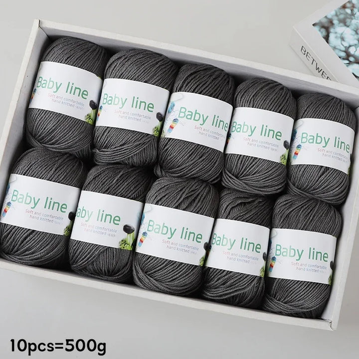500g Soft Medium-Thick Knitting Yarn Set (10 Pieces) – Cozy Yarn for Sweaters, Hats, Scarves & Crochet Projects