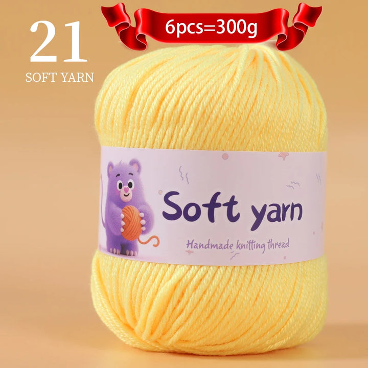 300g Soft Thin Yarn Balls – Lightweight Hand-Knitting Yarn for Sweaters, Hats, Scarves & DIY Crafts (6pcs Pack)