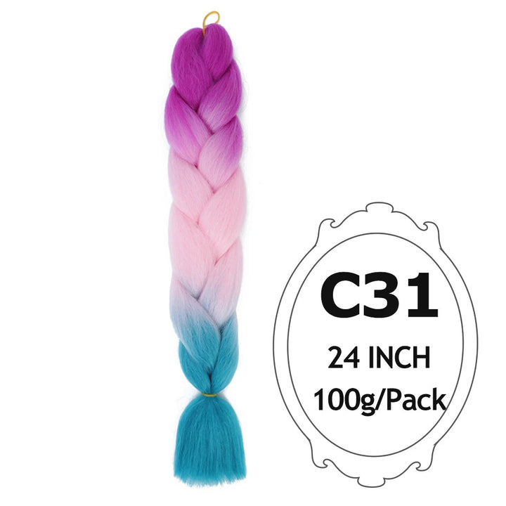 Ombre Braiding Hair 24 Inch – Colorful Jumbo Synthetic Braiding Hair Extensions for Women (Purple, Pink, White, Red, Blue)