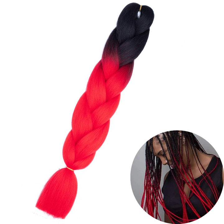 24 Inch Synthetic Jumbo Braiding Hair – Heat Resistant Ombre Extensions