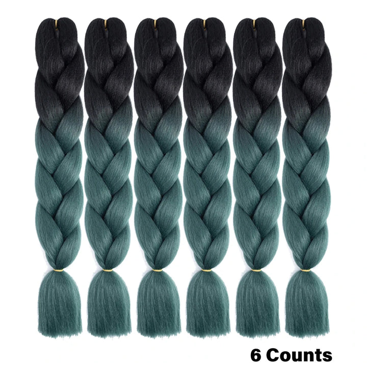 Ombre Crochet Braiding Hair – 6 Packs Synthetic Colorful Extensions for Women & Girls | High-Temperature Fiber