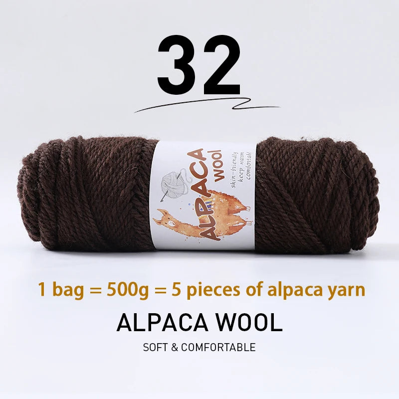 500g Thick Alpaca Wool Yarn Set (5 Skeins) – Soft Warm Knitting Yarn for Sweaters, Scarves, Hats & Winter Crafts