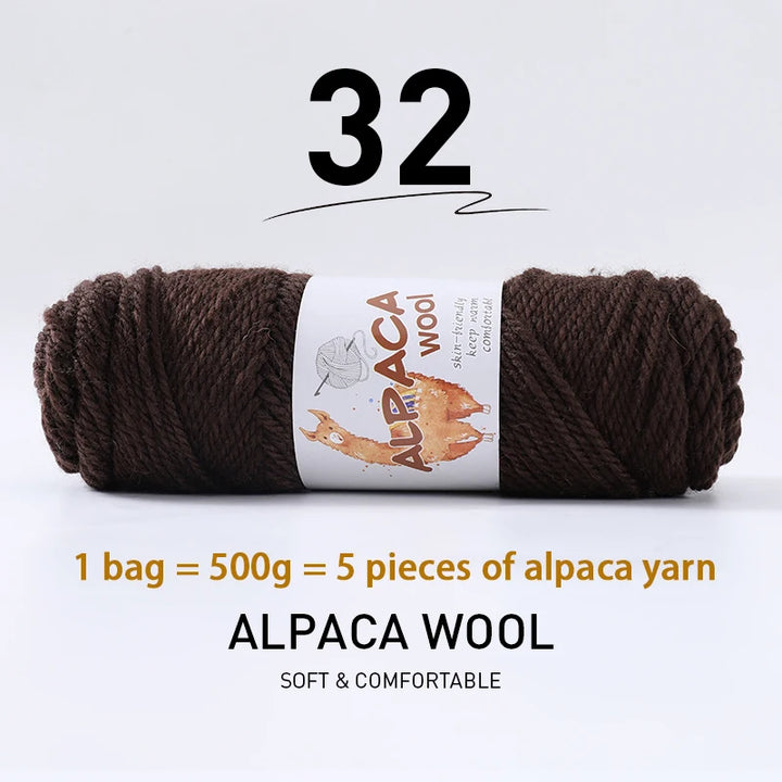 500g Thick Alpaca Wool Yarn Set (5 Skeins) – Soft Warm Knitting Yarn for Sweaters, Scarves, Hats & Winter Crafts