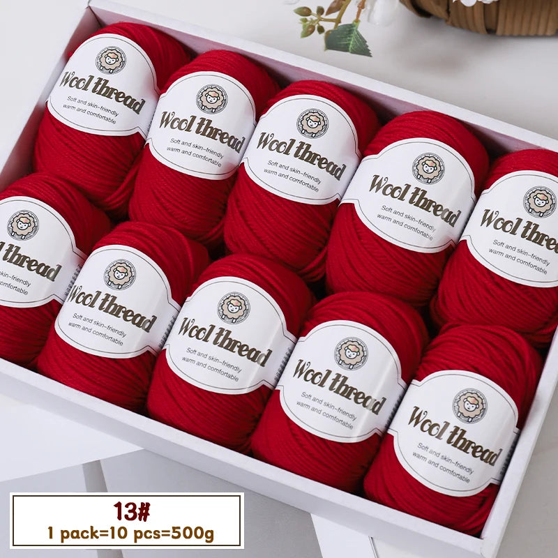 500g Fine Wool Knitting Yarn – Soft Handmade Yarn for Sweaters, Scarves, Hats & DIY Crafts (10 Skeins)