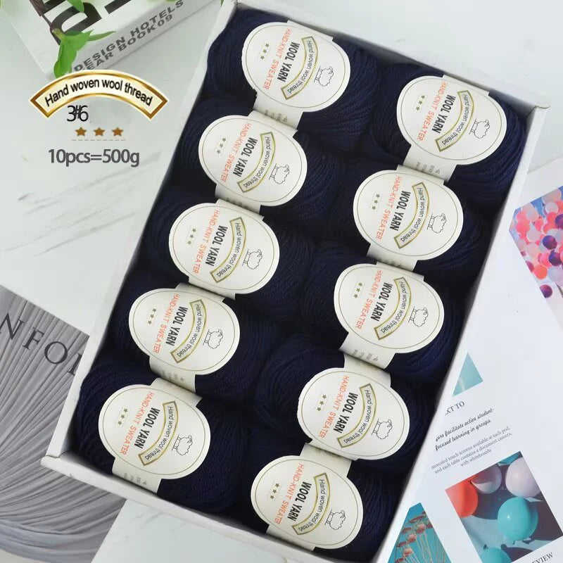 500g 2112 Medium-Fine Wool Yarn – Soft DIY Knitting Yarn for Sweaters, Jackets, Scarves, Hats & Handmade Crafts (10pcs Bag)