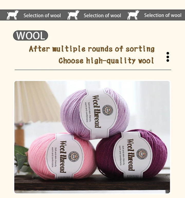 500g Fine Wool Knitting Yarn – Soft Handmade Yarn for Sweaters, Scarves, Hats & DIY Crafts (10 Skeins)