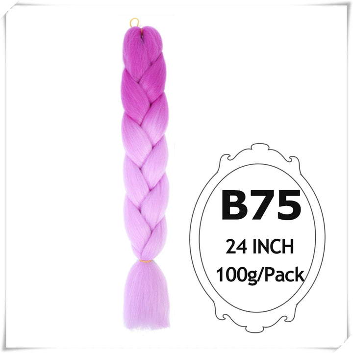 Pre-Stretched Jumbo Braiding Hair – 24 Inch Ombre Purple Synthetic Crochet Extensions for Women