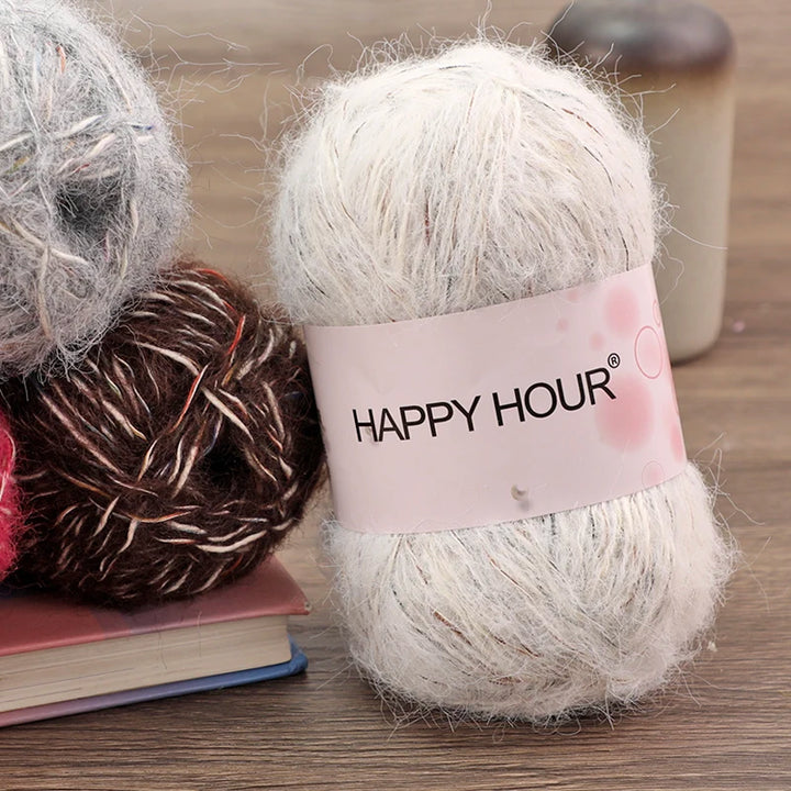 Mixed-Color Long-Haired Mohair Yarn – Fashionable Fluffy Knitting Yarn for Sweaters & Crafts
