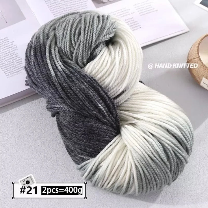 400g Hand-Dyed Chunky Alpaca Yarn (2 Skeins) – Gradient Rainbow Wool Yarn for Sweaters, Scarves & Hats