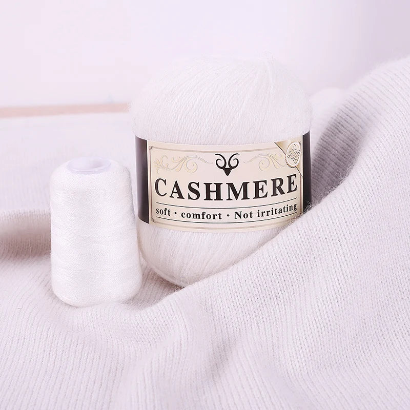 Handmade Cashmere Wool Yarn Set – 50g Main Yarn + 20g Auxiliary Yarn for Sweaters, Scarves & Hats