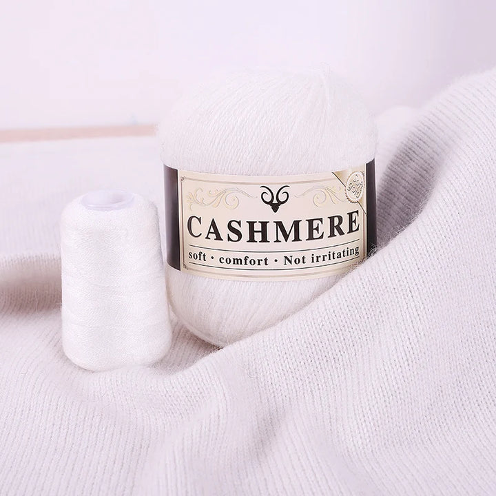 Handmade Cashmere Wool Yarn Set – 50g Main Yarn + 20g Auxiliary Yarn for Sweaters, Scarves & Hats