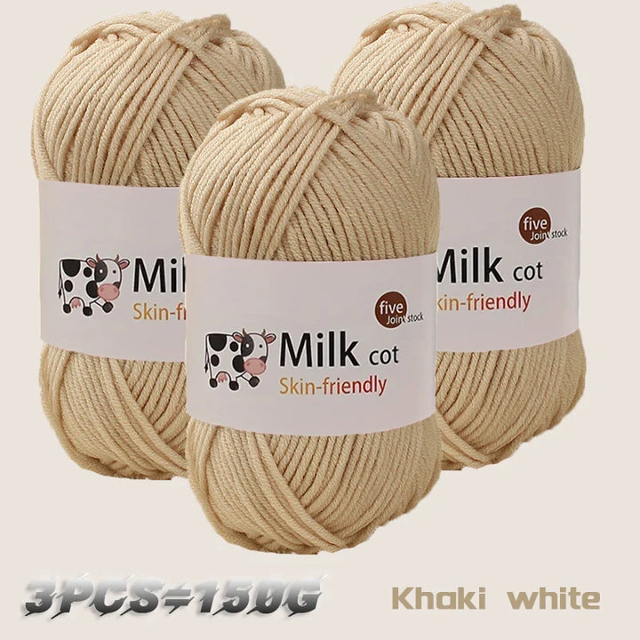 150g Medium-Coarse Milk Cotton Yarn – Soft Crochet & Knitting Yarn for Sweaters, Hats, Scarves & DIY Crafts