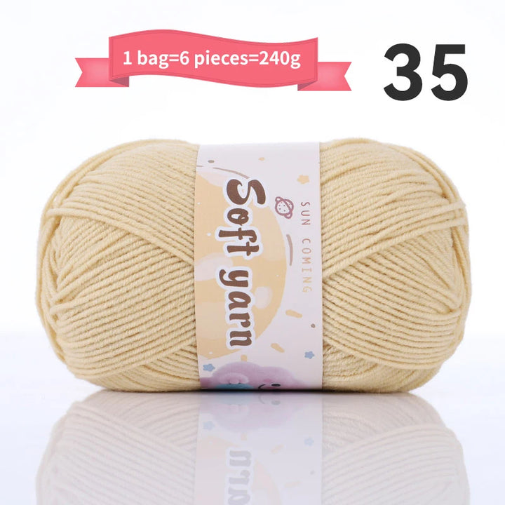 240g Medium-Thin Combed Yarn – Soft DIY Knitting & Crochet Yarn Balls (6 Pieces / Pack)