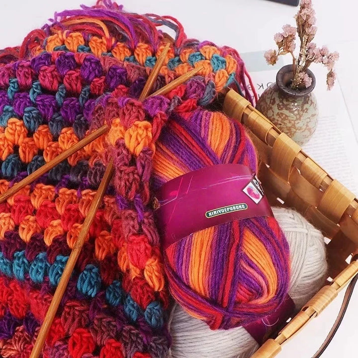 300g Gradient Long-Section Dyed Wool Yarn Set (3 Pieces) – Soft Hand-Knitting Yarn for Sweaters, Shawls, Hats & Scarves