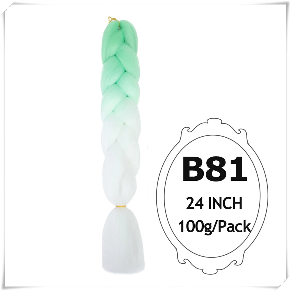 Pre-Stretched Jumbo Braiding Hair – 24 Inch Ombre Purple Synthetic Crochet Extensions for Women