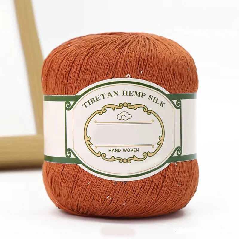 200g Cotton Linen Lace Sequin Yarn – Handwoven Crochet Yarn for Summer Shawls & Hats