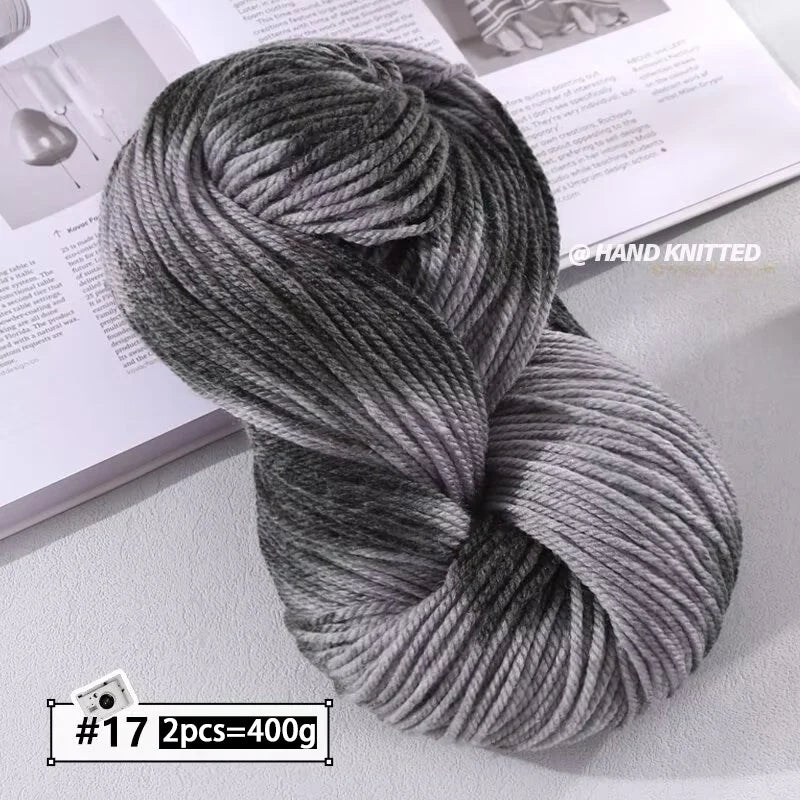 400g Hand-Dyed Chunky Alpaca Yarn (2 Skeins) – Gradient Rainbow Wool Yarn for Sweaters, Scarves & Hats