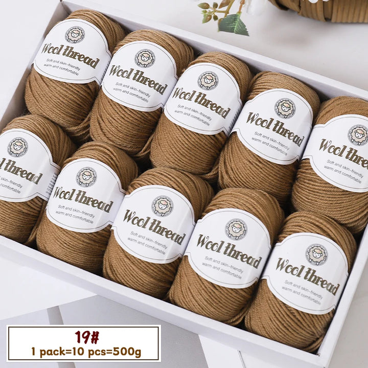 500g Fine Wool Knitting Yarn – Soft Handmade Yarn for Sweaters, Scarves, Hats & DIY Crafts (10 Skeins)