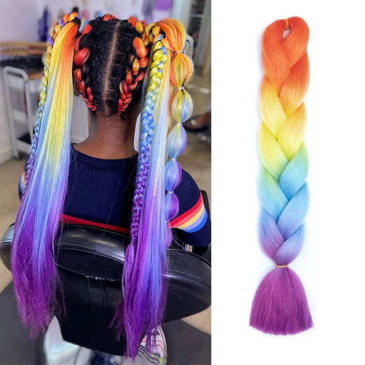 24-Inch Synthetic Long Straight Yaki Jumbo Braids – Pre-Stretched Hair Extensions